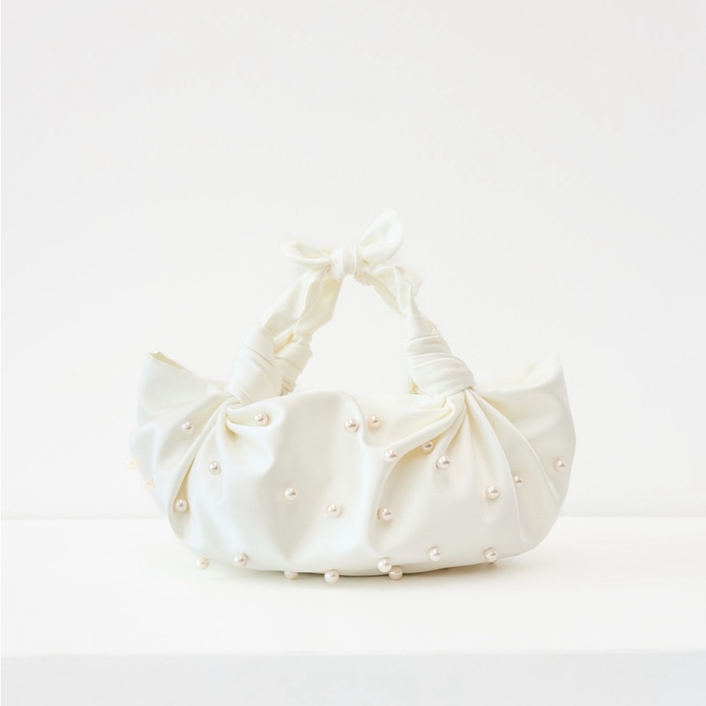 NLA Collection Ivory Pearl-Studded Women's Knot Bag